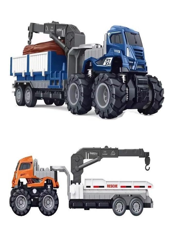 Oupstrive Car & Wooden Transport Truck 1:43 Metal Toys Alloy Diecast Truck Set Toy, Diecast Miniature Car Model Best Birthday Gift for Kids[Multicolor = Pack of 2 ] - Image 2